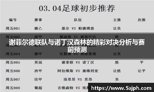 谢菲尔德联队与诺丁汉森林的精彩对决分析与赛前预测